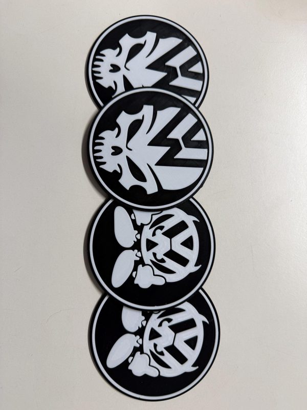VW Skull Glasuntersetzer-Set (5 Stk. + Halter) Totenkopf - Volkswagen – Bild 3